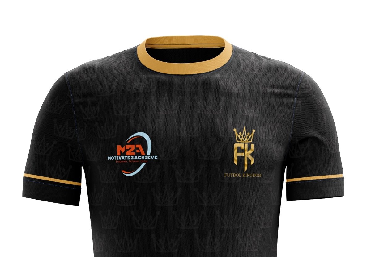 Futbol Kingdom Black and Gold Short-Sleeve Fan Jersey - Futbolkingdom