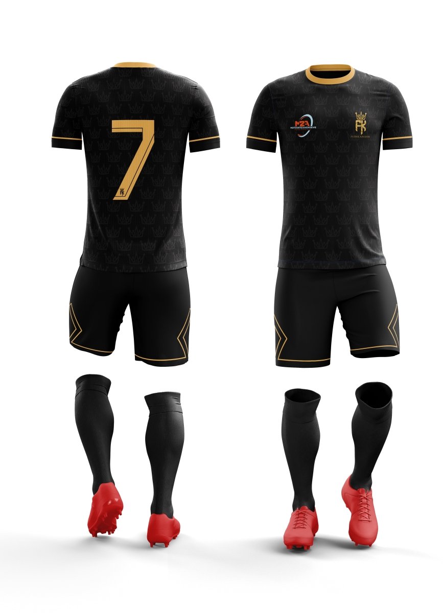 Futbol Kingdom Legends Series: Black and Gold Short Sleeve Fan Jerseys #7 - Futbolkingdom